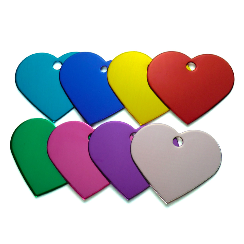 Großhandel 100 Stück Herzförmige Haustier-ID-Anhänger für Halsbänder, Personalisierte Gravur, Aluminium-Hundeidentifikations-Namens- und Adressanhänger – Detail 3