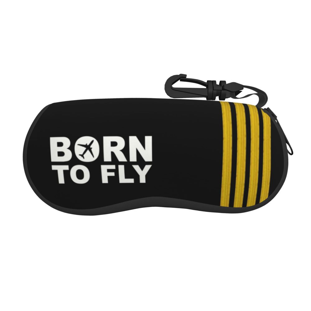 Custom Born To Fly Captain Stripes Sunglasses Soft Case Neoprene Zipper Pilot Air Fighter Shell Eyeglass Case Protective Box