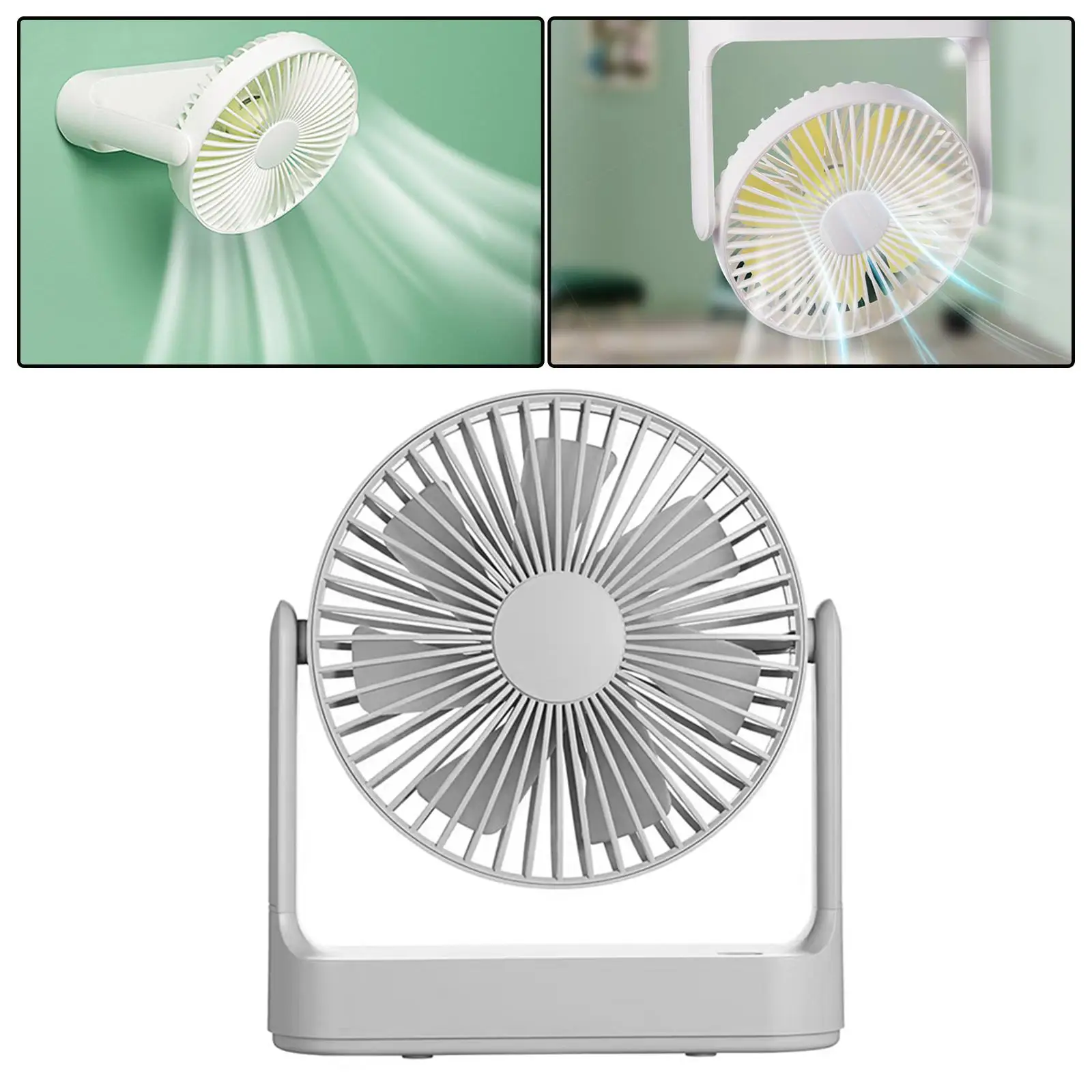 Portable Personal Table Fan USB Corded Wall Mounted Fodable Cooling Air Circulator Space Saving Strong Wind for Bedroom Gray