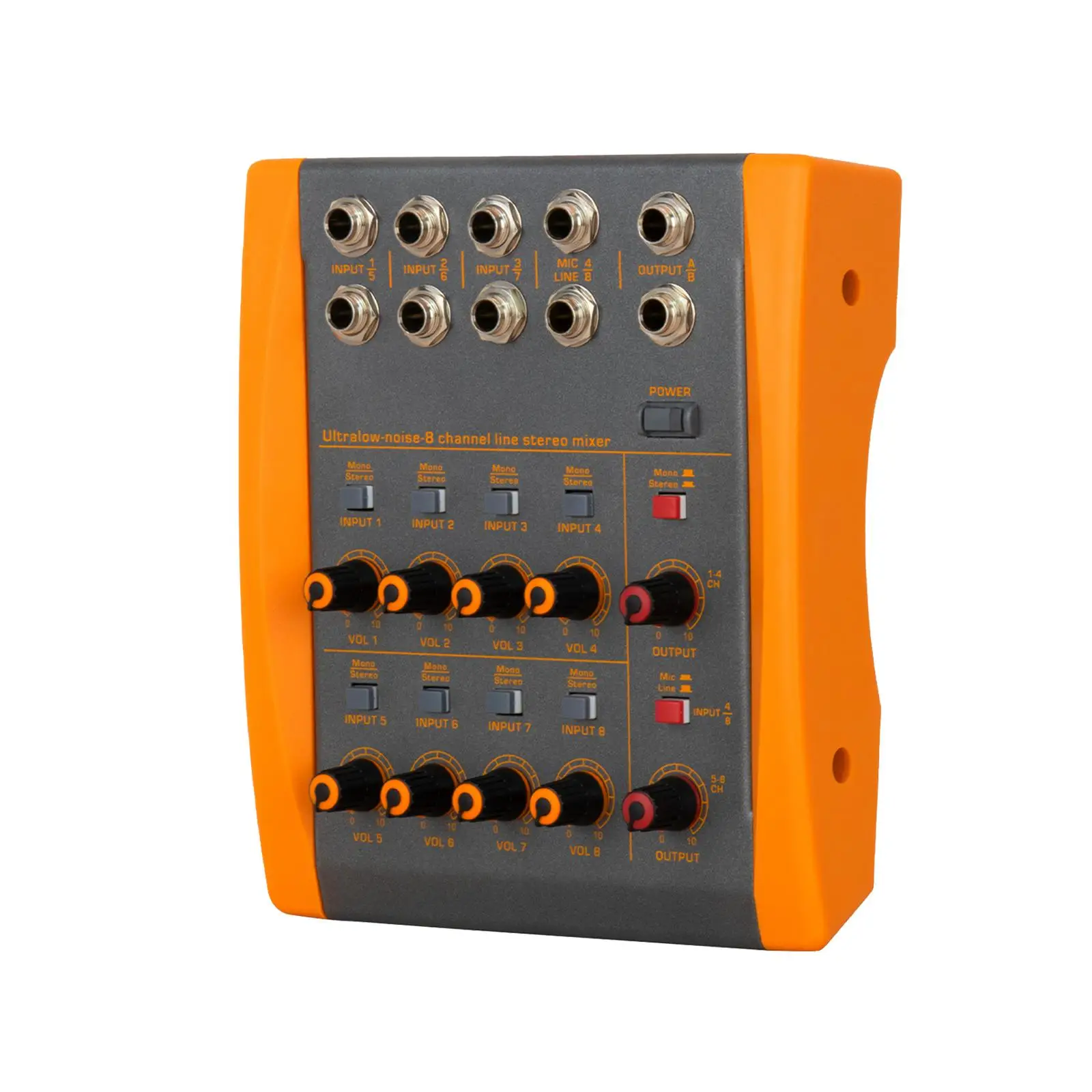 Mini Audio Mixer DC 5V 6.35mm Interface Compact Mixer Professional 8 Stereo Ultra for Bars Small Clubs Studio Recording Guitars