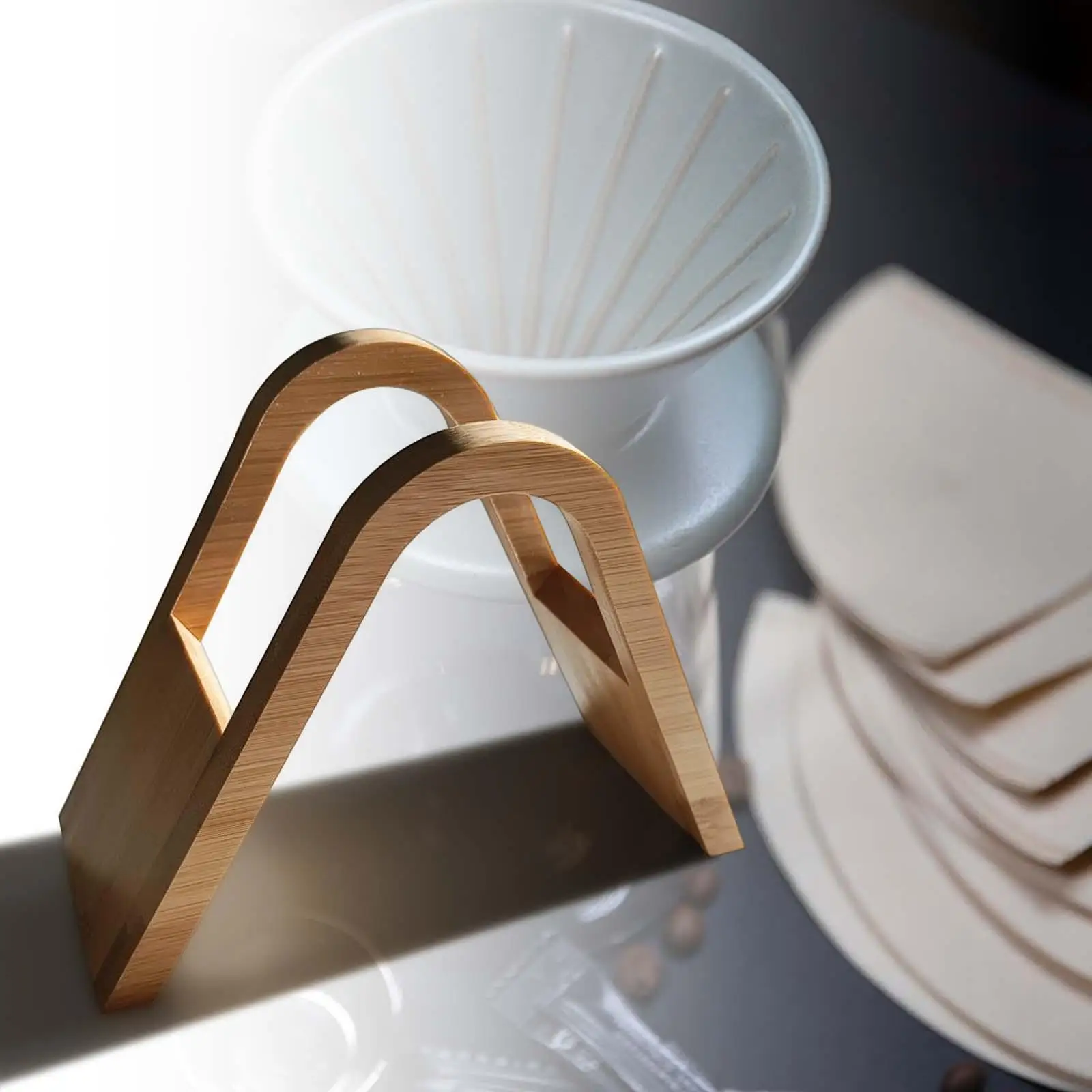 Bamboo Coffee Filter Paper Holder ,Cone Filter Paper Container ,Filter Paper