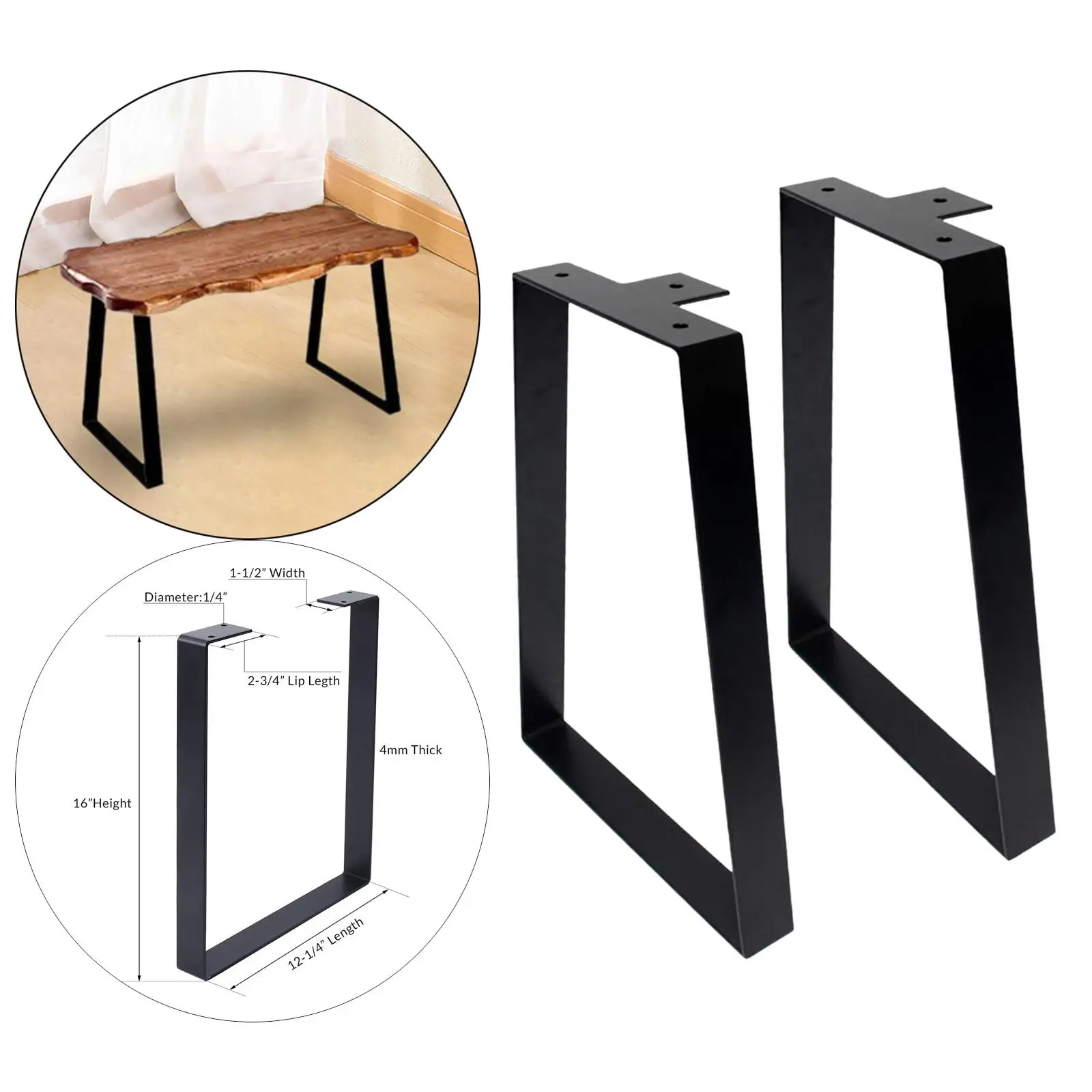 2Pcs Metal Table Legs Furniture Legs Desk Legs Heavy Duty Industrial Bench Legs for Dining Table Night Stands Accessories