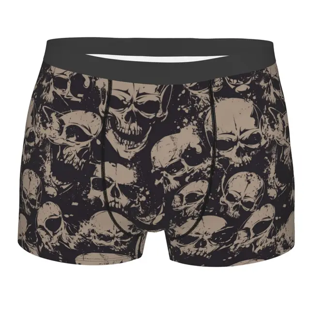 Boxer Shorts Viking Skull with Horn Helmet Skeleton Rocker Motorcycle Club  Gothic Biker Skull Emo Old School S-XXL Sexy Underwear Briefs Shorts -  gray, size: xxl : : Fashion