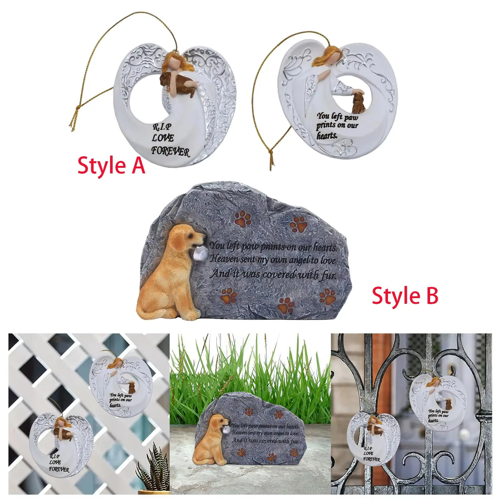 Pet Memorial Stones for Dogs Ornament Dog Grave Marker for Lawn Outside Yard