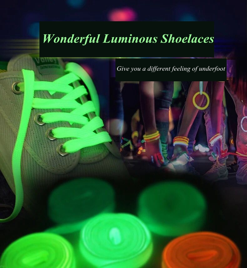 1 Pair Luminous Shoelaces Flat Sneakers Canvas Shoe Laces Glow In The Dark Night Color Fluorescent Shoelace 80/100/120/140cm