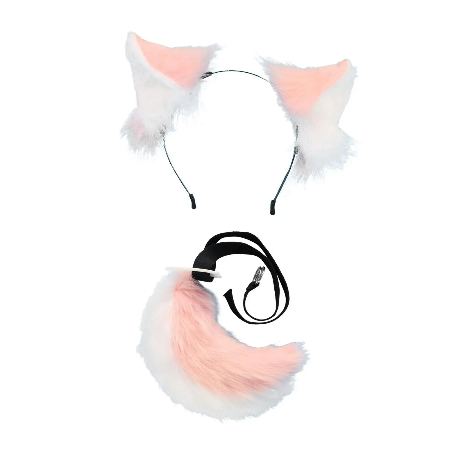 Wolf Ears and Tail Plush Hair Hoop Fancy Dress Photo Props Decor Cosplay Set for