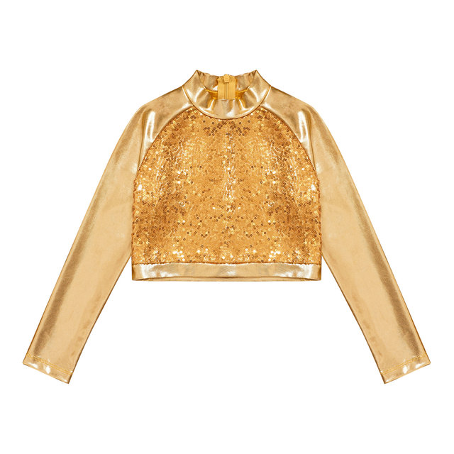 Top Da Ballo Bambini Crop Top Monospalla Lucido Per Bambine