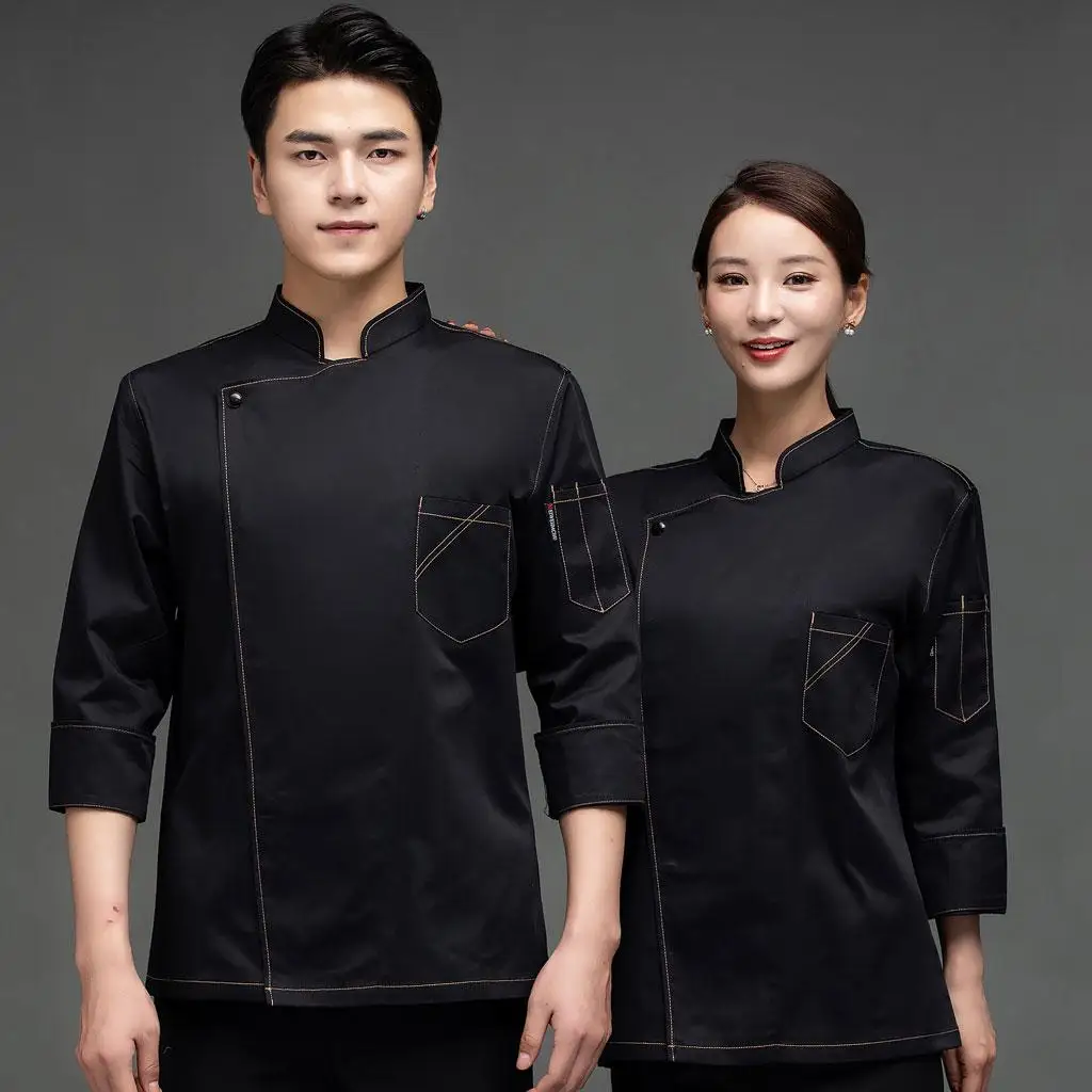 Mens Womens Chef Coat Workwear Long Sleeve Jacket Apparel for Bakery Cooking