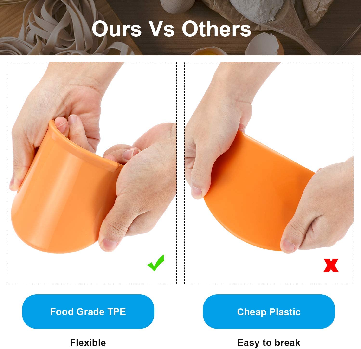 Description Picture 4 of item1Pcs Flexible Bowl Scraper Dough Scrapers Spatula Multipurpose Curved Pastry Scraper Flat Edge Mixing Bowl Scraper Cutter