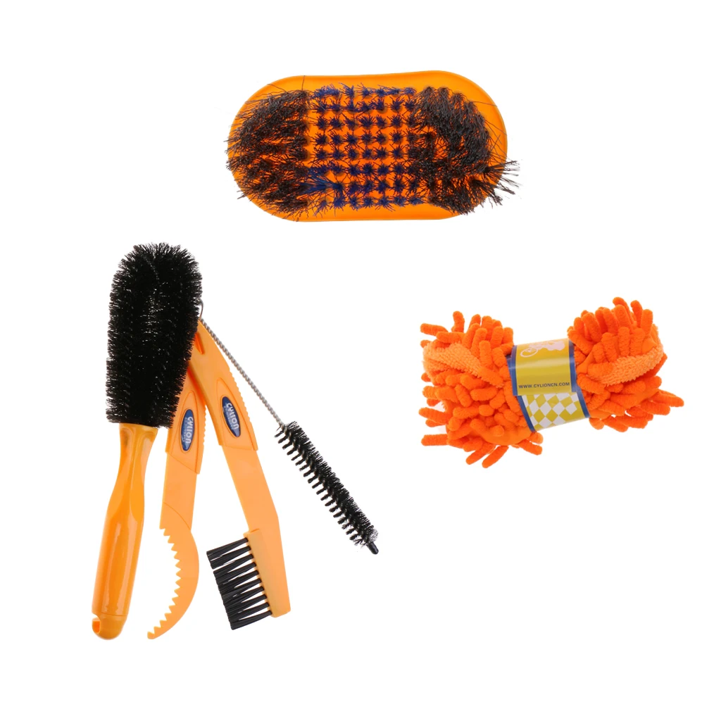 6x Bike Clean Kit Durable Tyre Clean Brush Cleaner Cleaning Gloves Tools