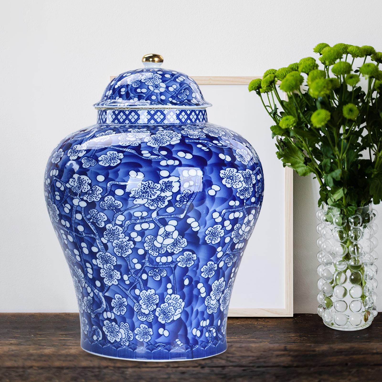 Plum Ceramic Bud Vase Ginger Jar with Lid Store Your Tiny Treasures Glazed Gift for Weddings, Party, Home Office Decor Classical