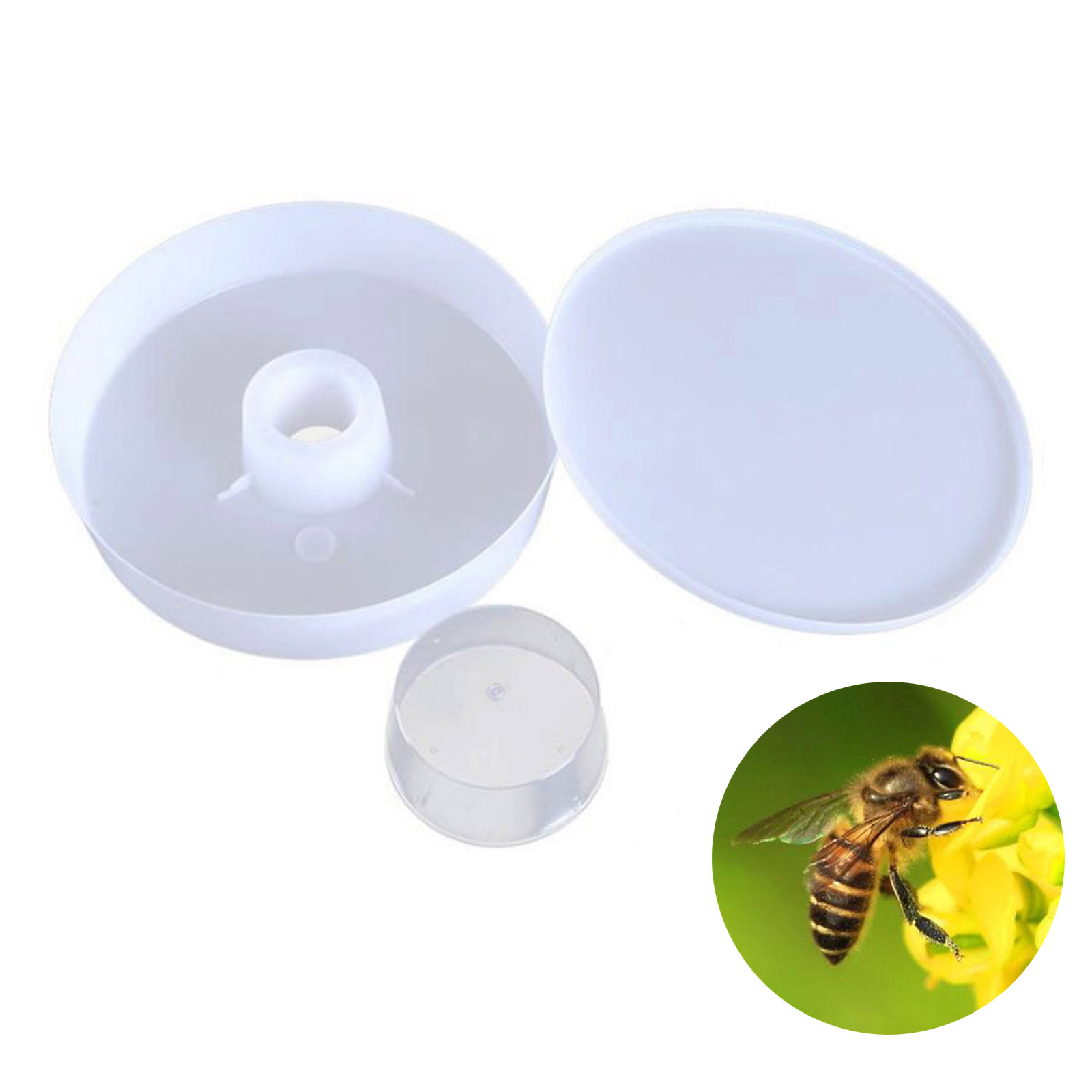 Round Bee Water Feeder Beehive Entrance Drinking Bowl for Bee Drinking Sugar Syrup Feeding Equipment Beekeeping Equipment