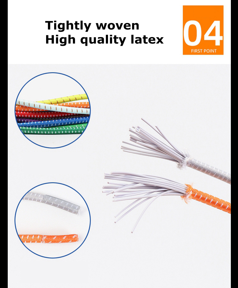 New1 Pair No Tie Shoelaces 1 Second Fast Round Plastic Lock Elastic Shoelace Suitable for All Sports Shoes Accessories Lazy Lace