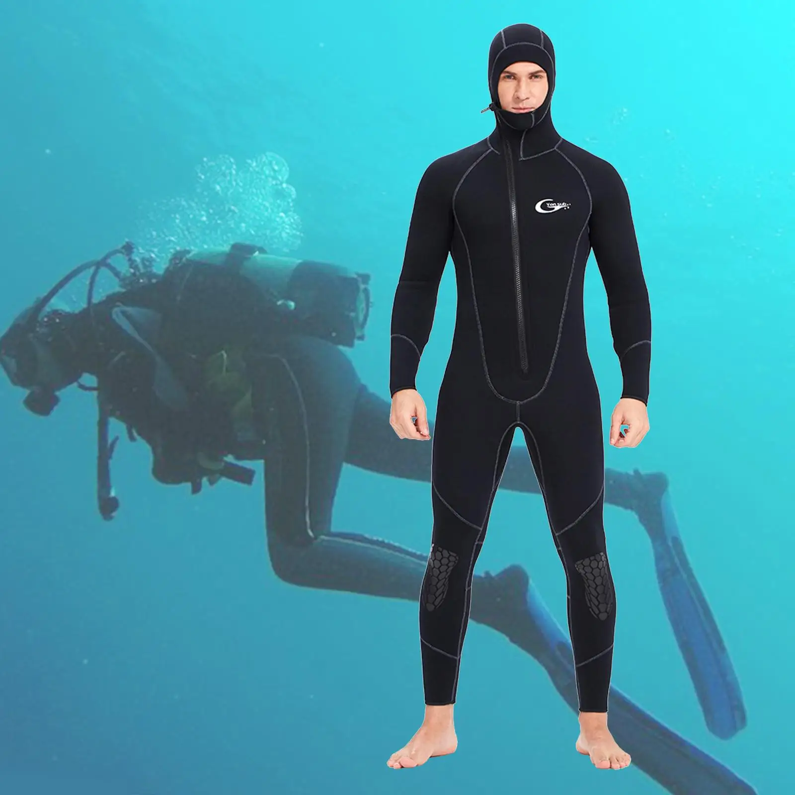 Hooded 7mm Neoprene Swetsuits Long Sleeve Wet Suit Swimsuit Diving Wetsuits Jumpsuit for Scuba Diving Swimming Kayaking