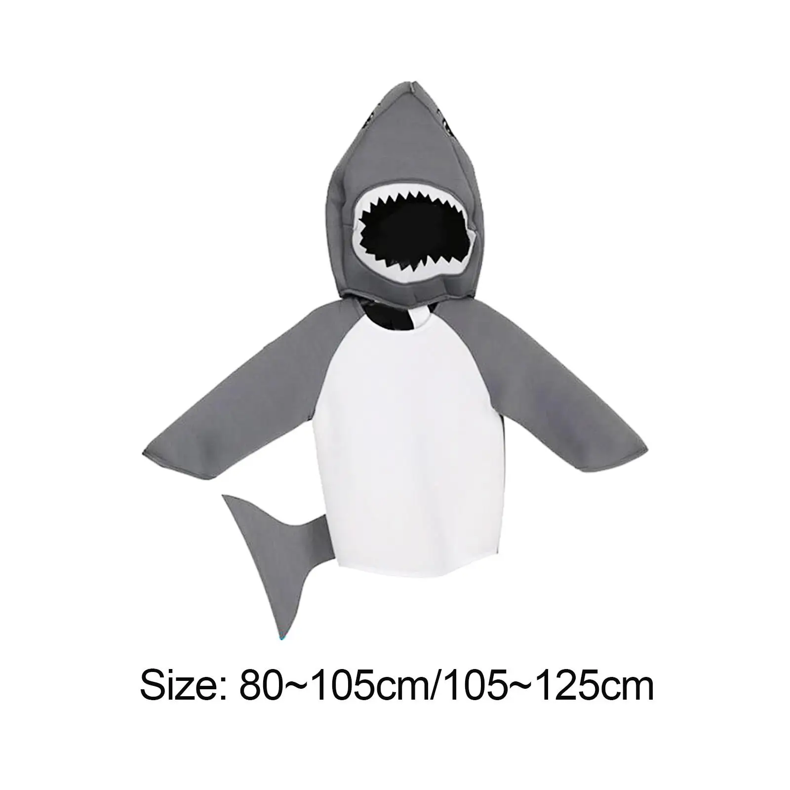 Kids Shark Costume Fancy Dress Soft Hoodie Halloween Dress up for Party Children`s Day Carnivals Stage Performance Role Playing