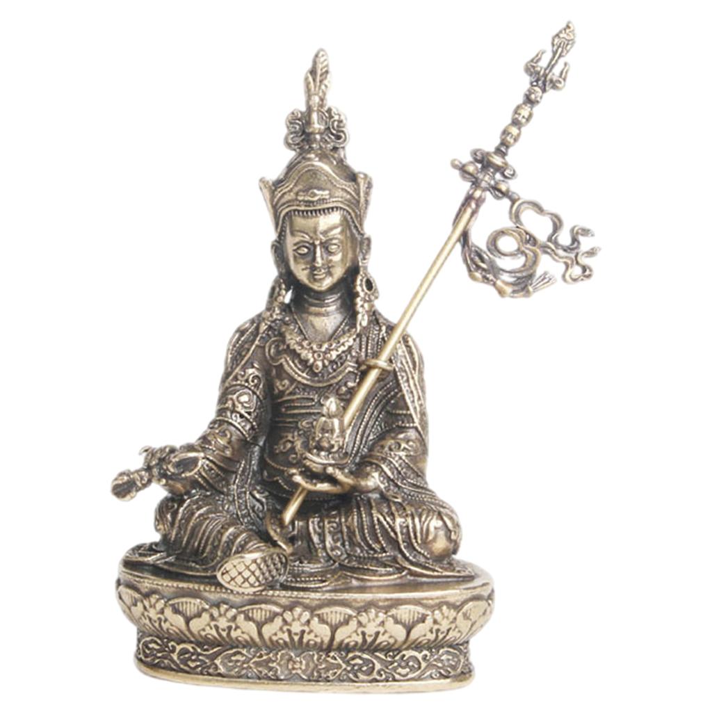 Mini Antique Copper Tibetan Buddha Statue Figurines , Fine Carving , Yoga Zen Decor East Asian Décor Rustic Finish Hand Crafted