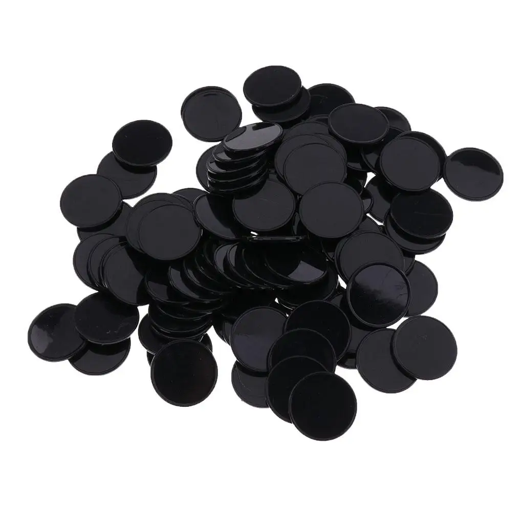 100Pcs Round Casion Poker Card Counting Bingo Chips Chips Markers Black 25mm