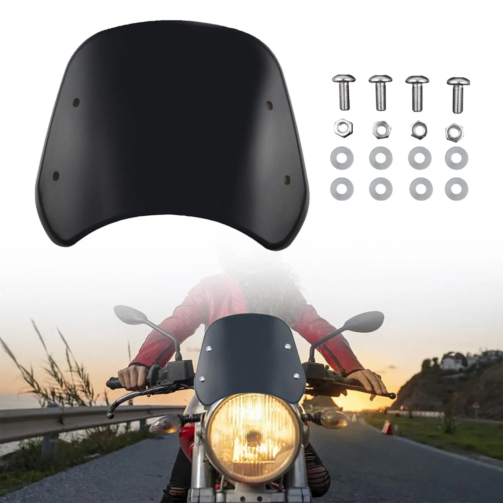 Motorcycle Windshield Kit Motorcycle Fairing Wind Deflector Practical Stylish Shape