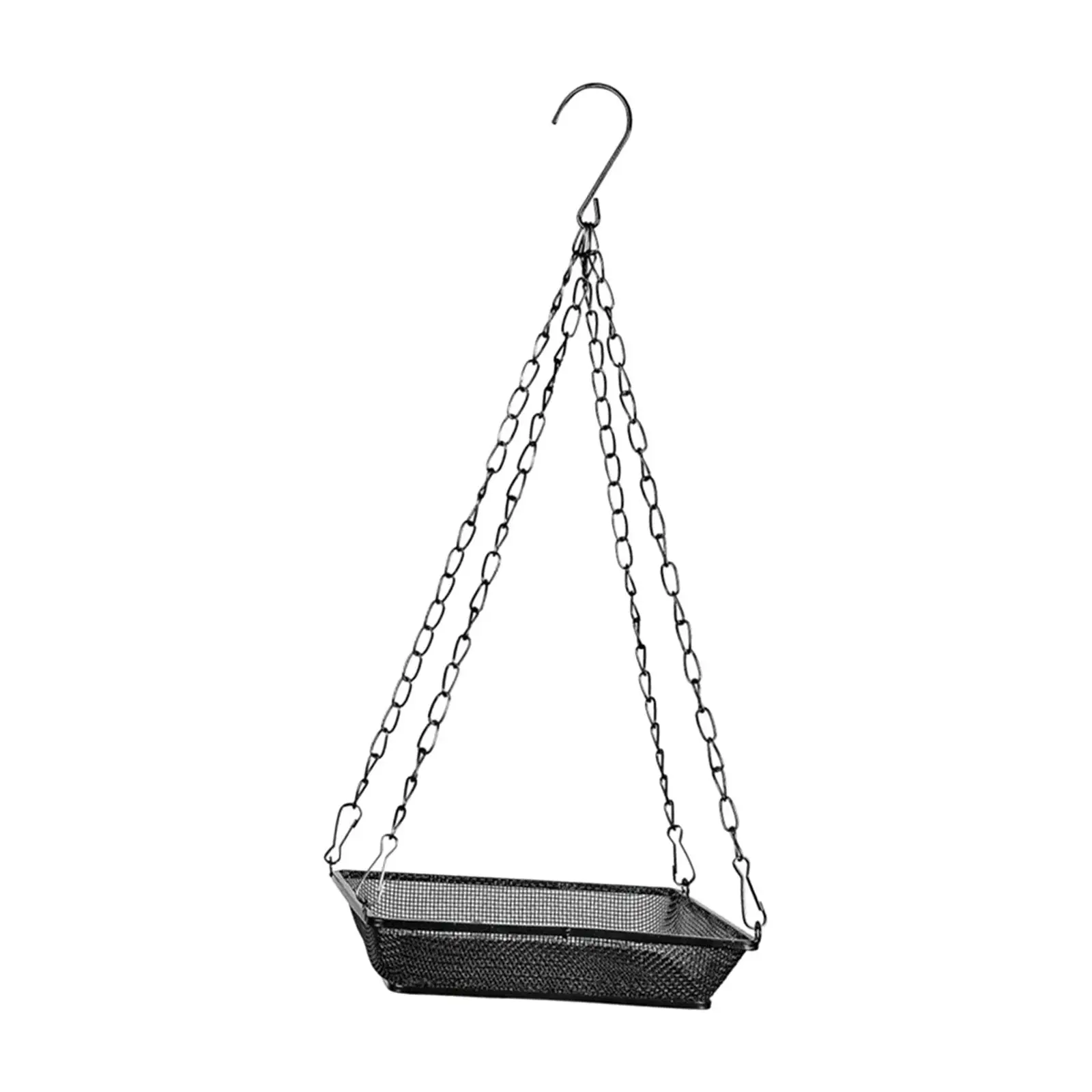 Hanging Bird Feeder Tray Durable Chains Metal Mesh Platform for Outdoors