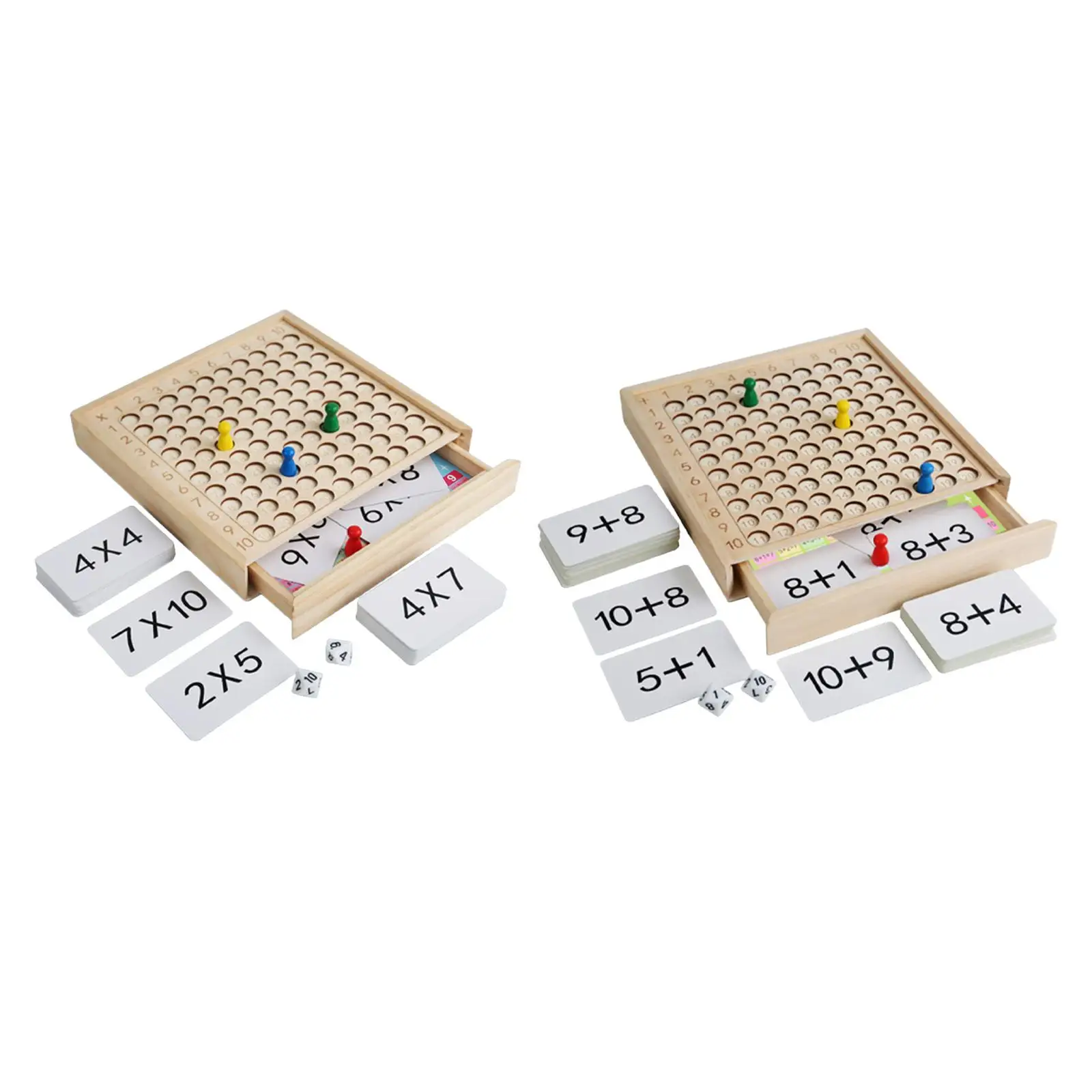 Wooden Multiplication Board Game Counting Learning Toy Multiplication Table Board Game Wooden Math Board for Boys Kids