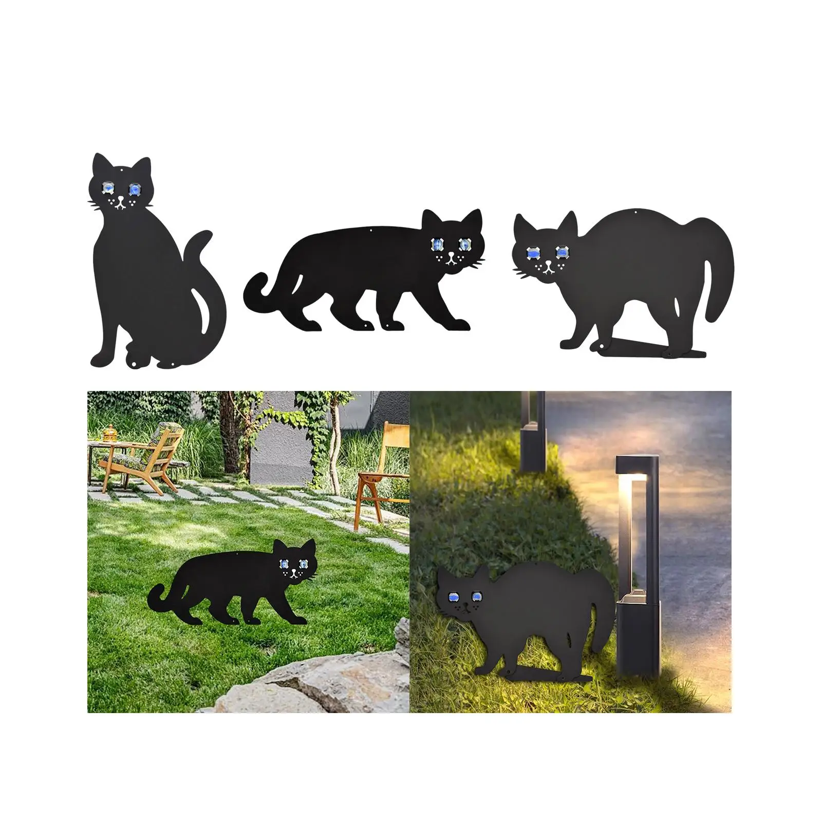 Yard Sign Silhouette Metal Cat Stake Versatile Accessories Weatherproof Durable Welcome Signs Photo Props for Front Yard Decor