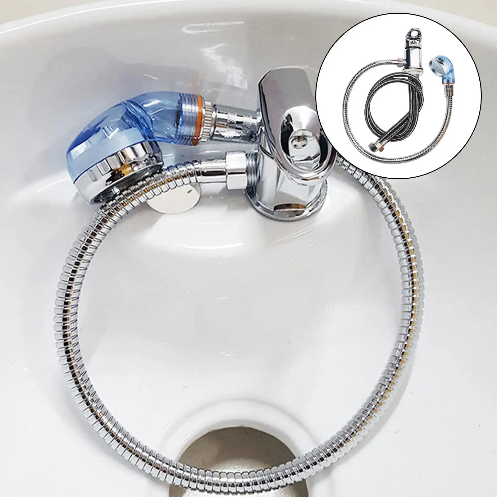 Salon Water Faucet Set,Zinc alloy Salon Shampoo Bowl Faucet and Sprayer Kit,with Hose size:Water faucet set Durable Salon Spa Hot Cold Mixer,Waterproof splash，Easy to control water temperature 