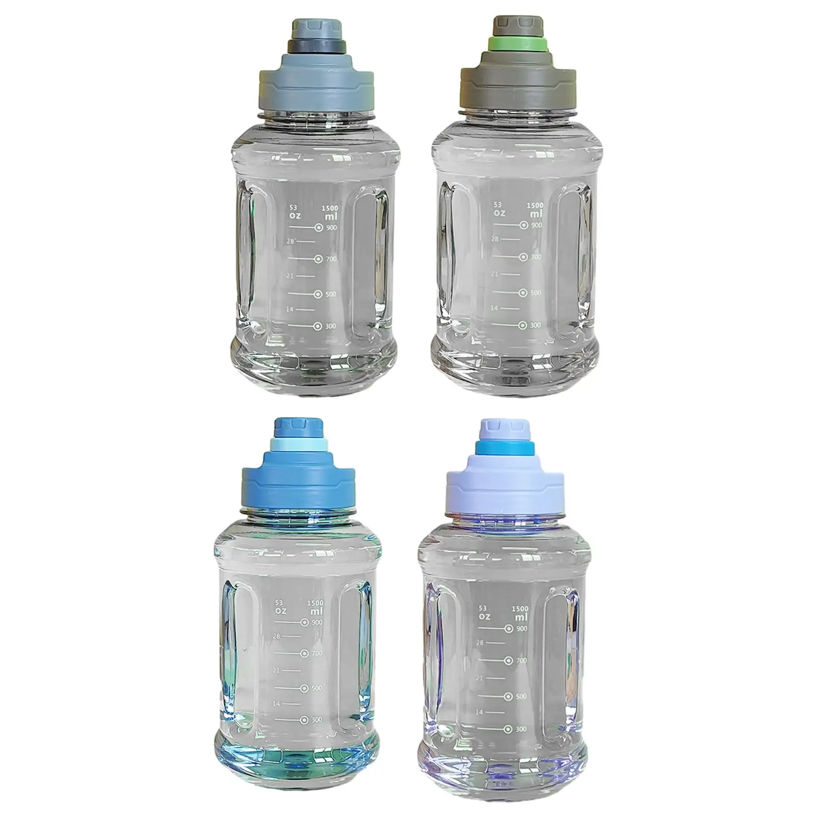 Gym Bottle 1.5L Fitness Accessories Portable Reusable 11x24cm Leakproof Large Capacity with Scale Water Bottle with Handle