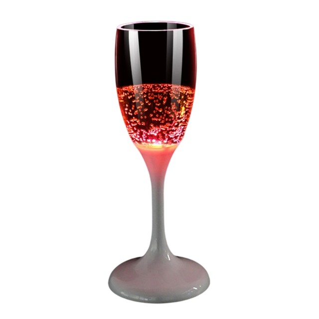 Modern Home Set of 6 Color LED Champagne Glasses - Glowing Liquid Activated Champagne  Flute Glass Set - Vandue