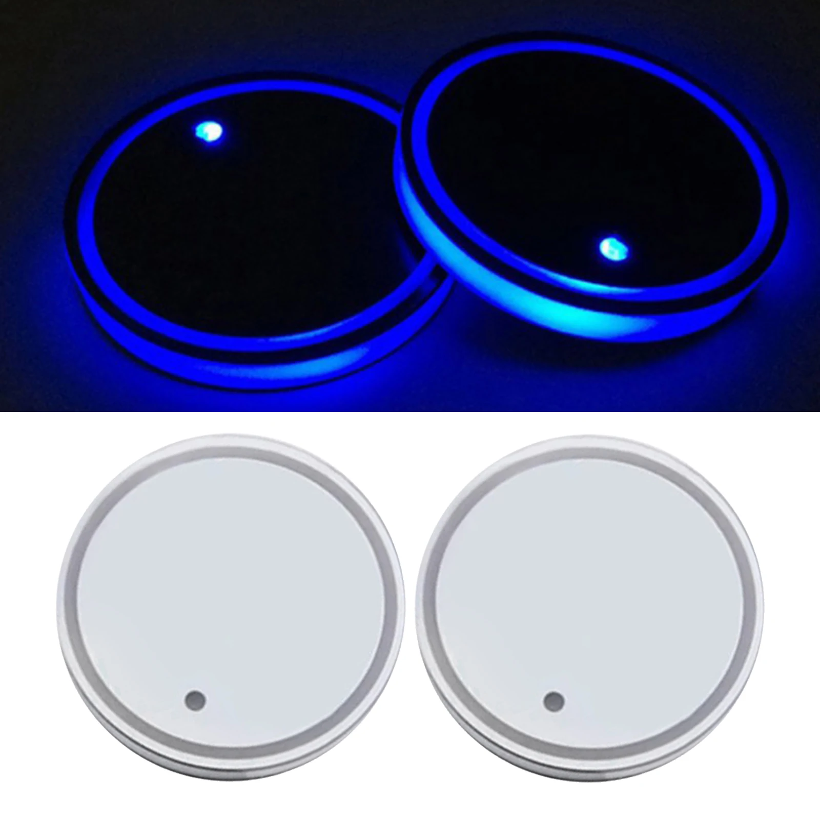 LED Cup Holder Lights, Coaster with 7-Colors USB Charging Charging Mat, Luminescent Cup Pad Interior Atmosphere Lamp