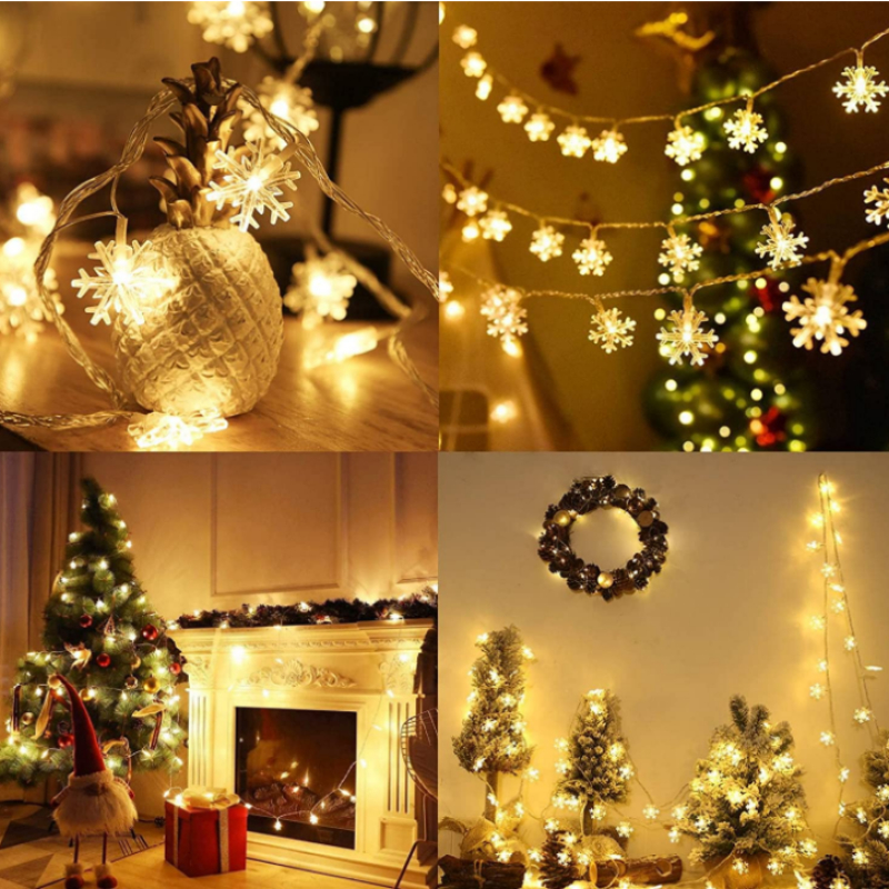 Snowflake LED Lights Christmas Decoration Home Xmas Tree Hanging Garland Christmas Ornaments 2023 New Year Gift 2024