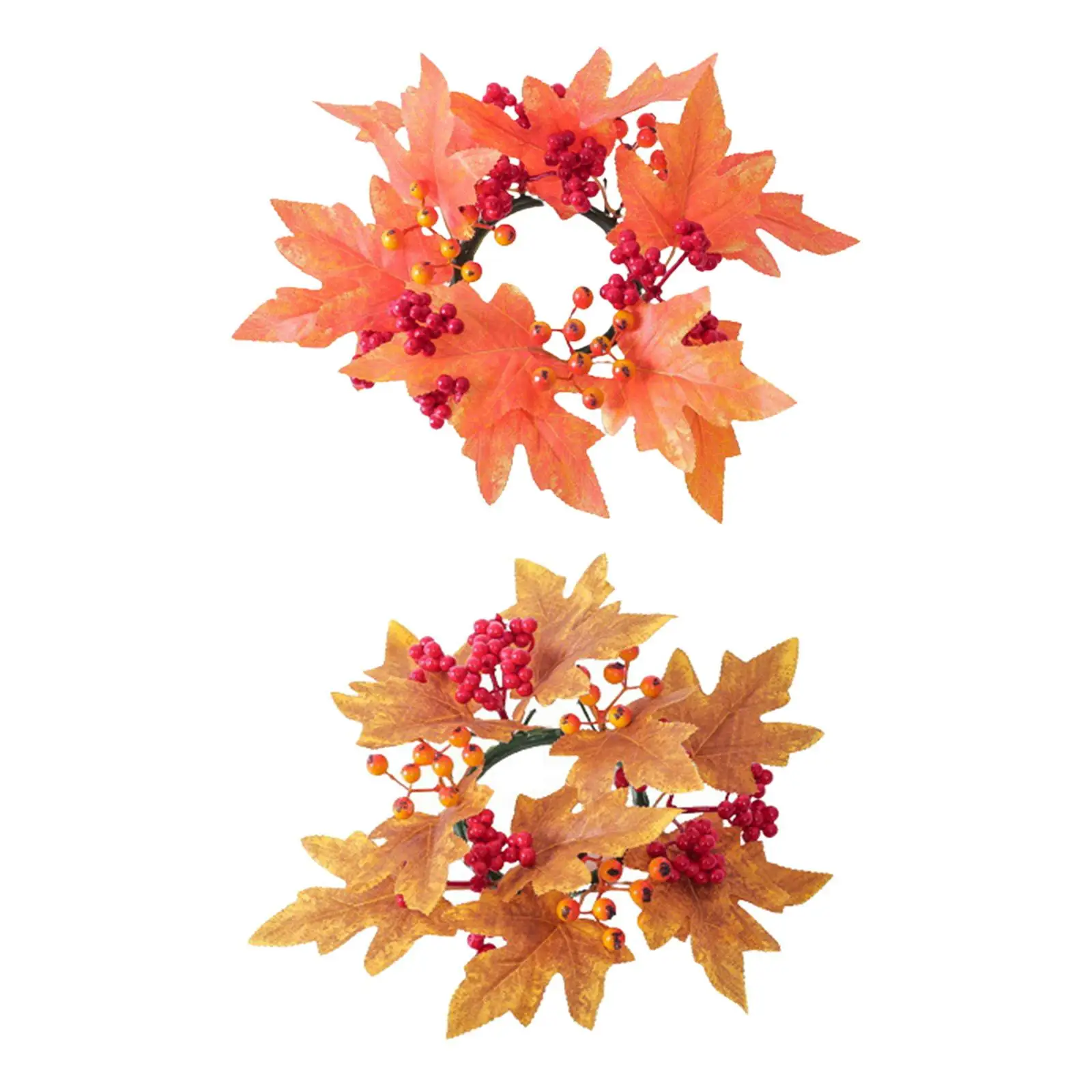 Artificial Maple Leaf Candle Garland Floral Arrangement Maple Leaves Wreath for Tabletop Home Party Dining Table Decoration