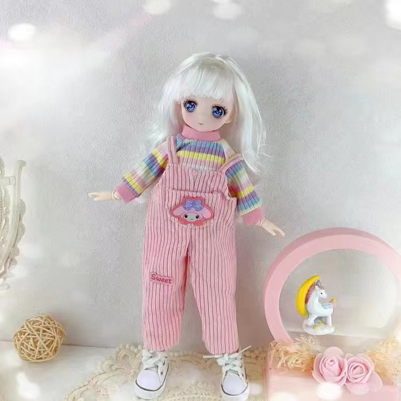 30cm Kawaii BJD Doll Girl 6 Points Joint Movable Doll with Fashion Clothes Soft Hair Dress Up Girl Toys Birthday Gift Doll New