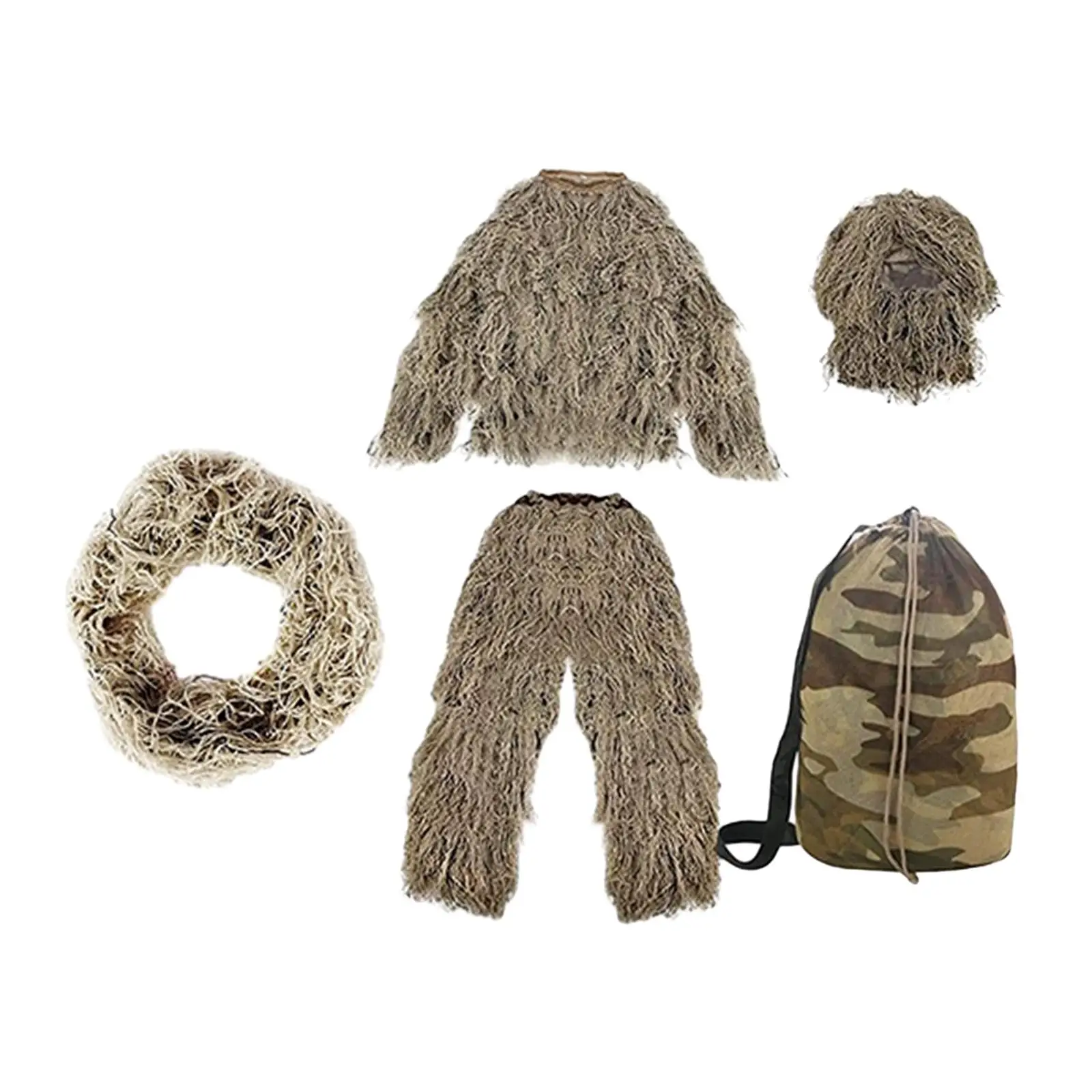Kids Ghillie Suit Outfit Woodland Clothes Lightweight Clothing Uniform Set for Game Photography Camping Birdwatching Jungle