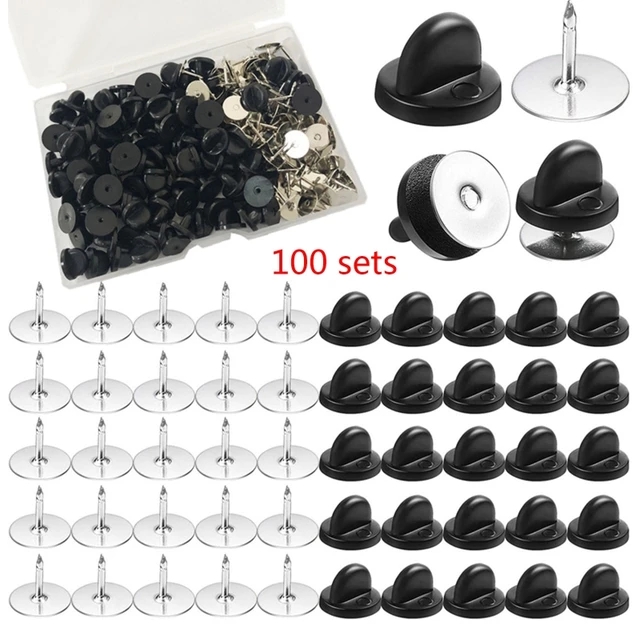 100 Set Pin Backings Tie Tacks Blank Pins with Pin Backs Butterfly