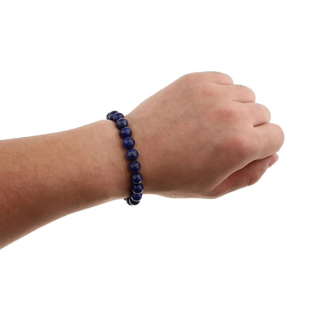 Mens Womens 8mm Lapis Lazuli Gemstone Beads Beaded Jewelry Stretch Bracelet