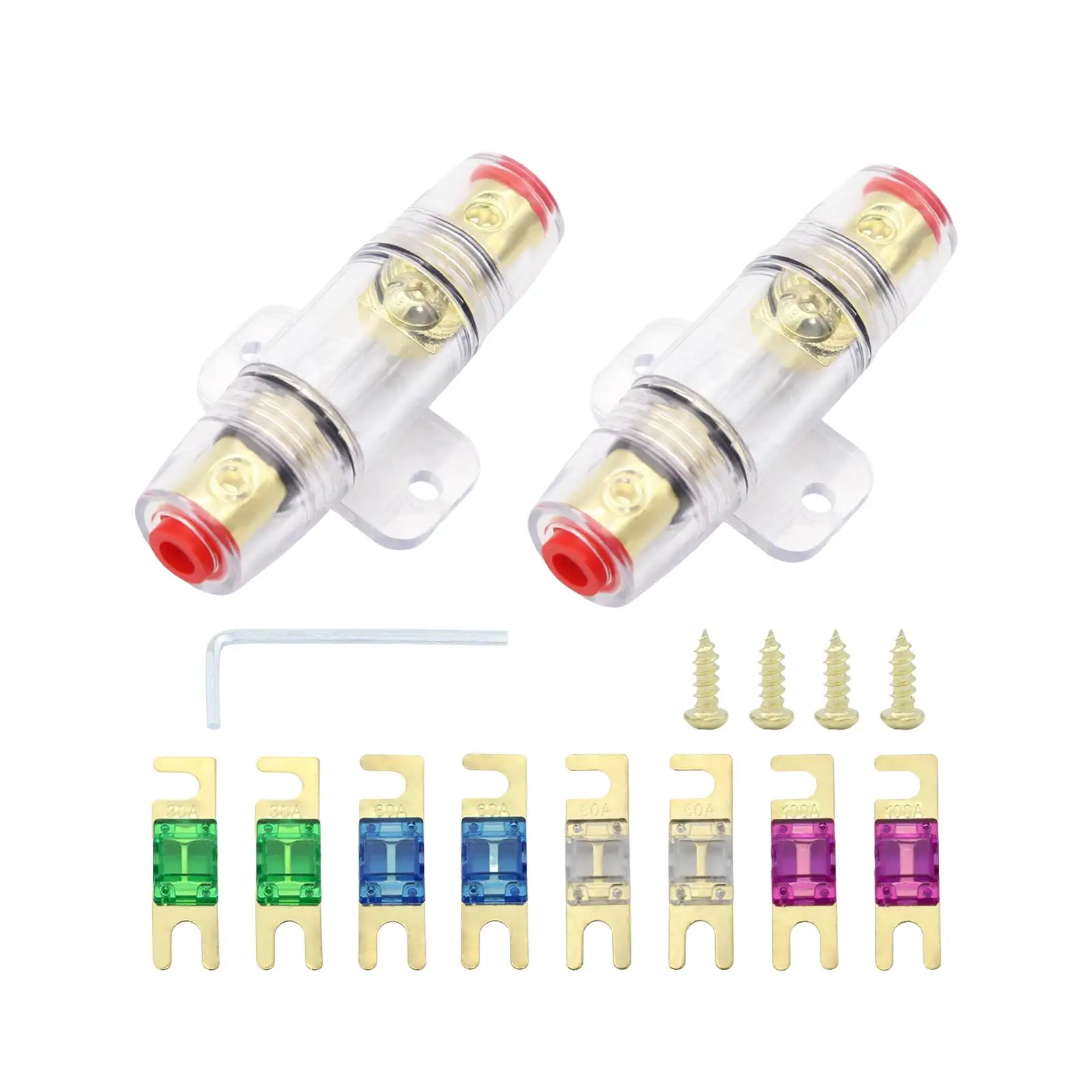 2 Pieces Mini Anl Fuse Holder Set for Car Stereo, Compressor for Car Marine Boat Motor Replacement with 30A 60A 80A 100A Fuses