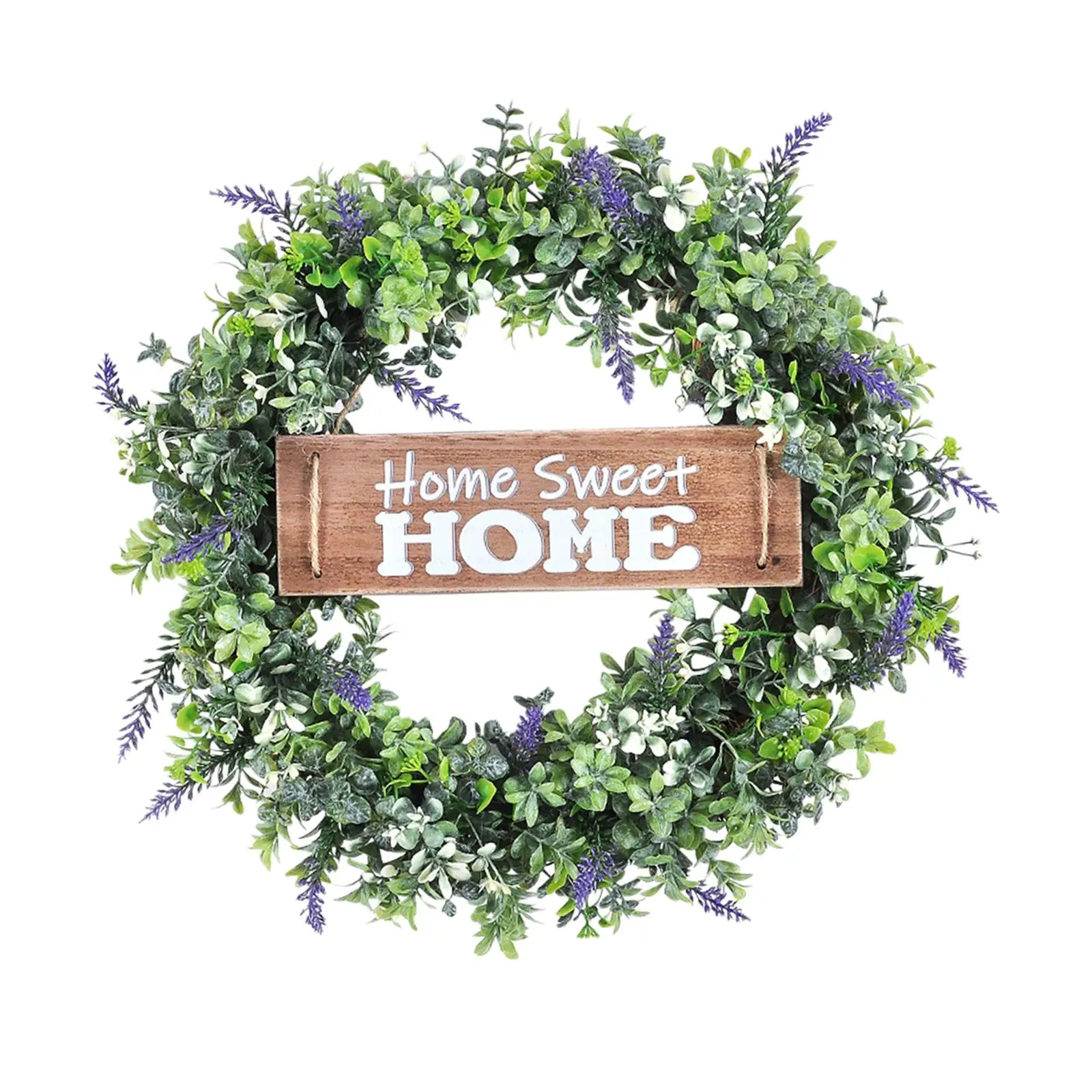 40cm Eucalyptus Wreath Hanging Flower Sign Board Home Decor Lavender Garland for Outdoor Celebration Front Door