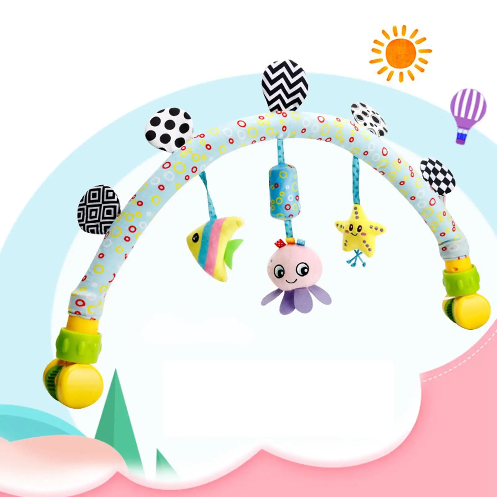 Play Arch Paper Ring Animmal Toy, Lovely Rattle Wind Chime Ring Bell Hanging Toys for Cradle Activity Bar Mobile Stroller Pram
