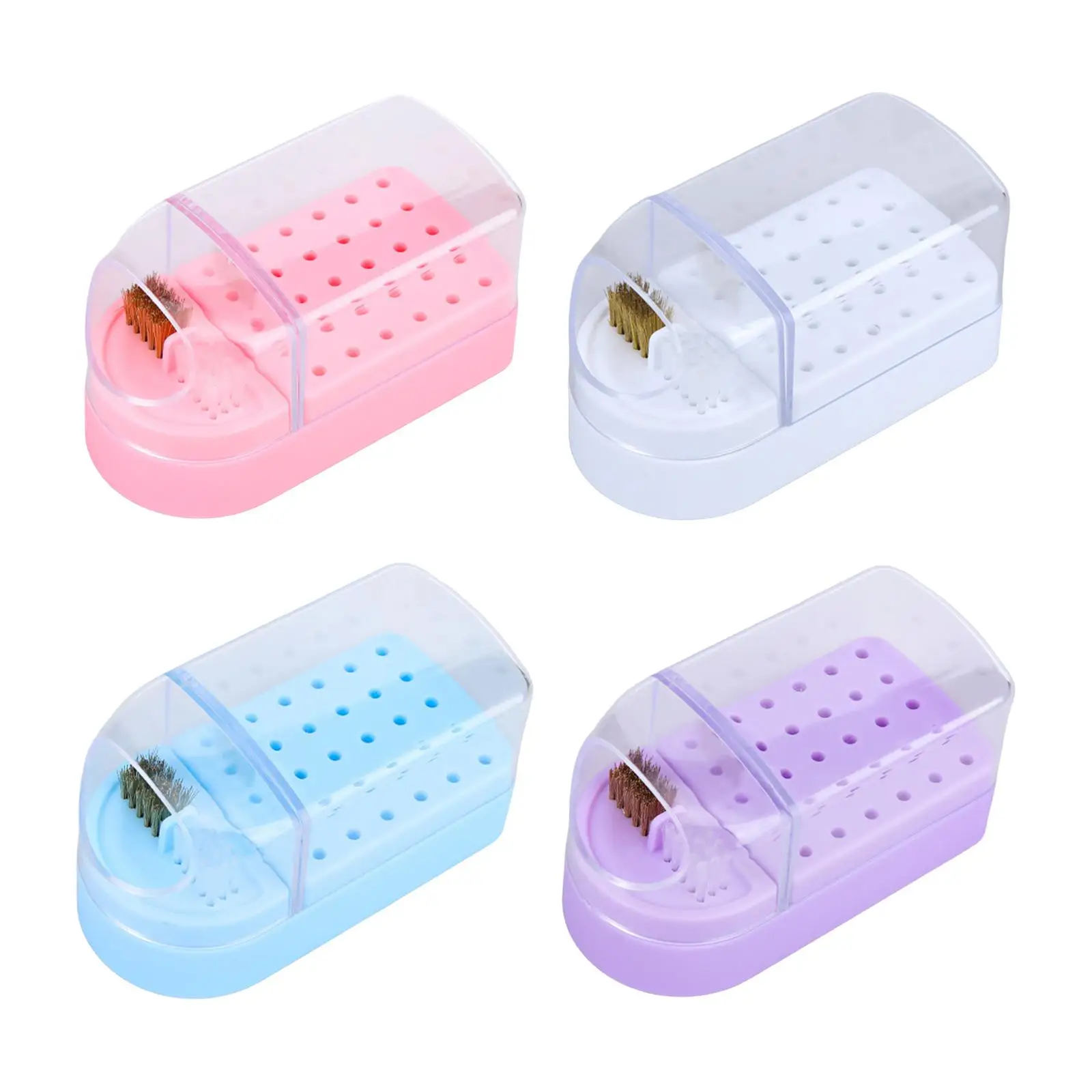 Nail Drill Bit Holder Dustproof 30 Holes Professional Salon Use Nail Drill Bit Cleaning Brush Case Storage Box Nail Art Tool