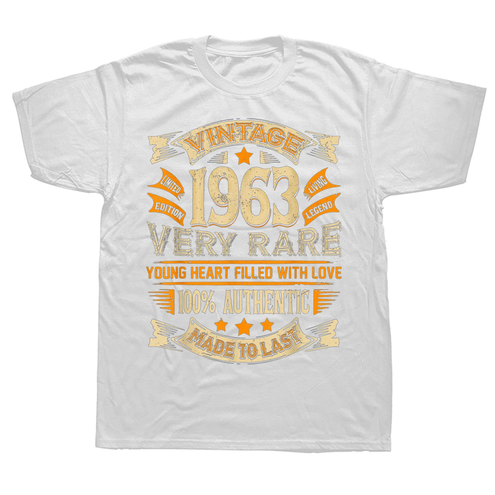 Euro Unisex Made in 1963 63 Years of Being Awesome 63th Birthday Vintage Kleidung T-Shirt Casual Streetwear T-Shirt Tops Sommer – Detail 3