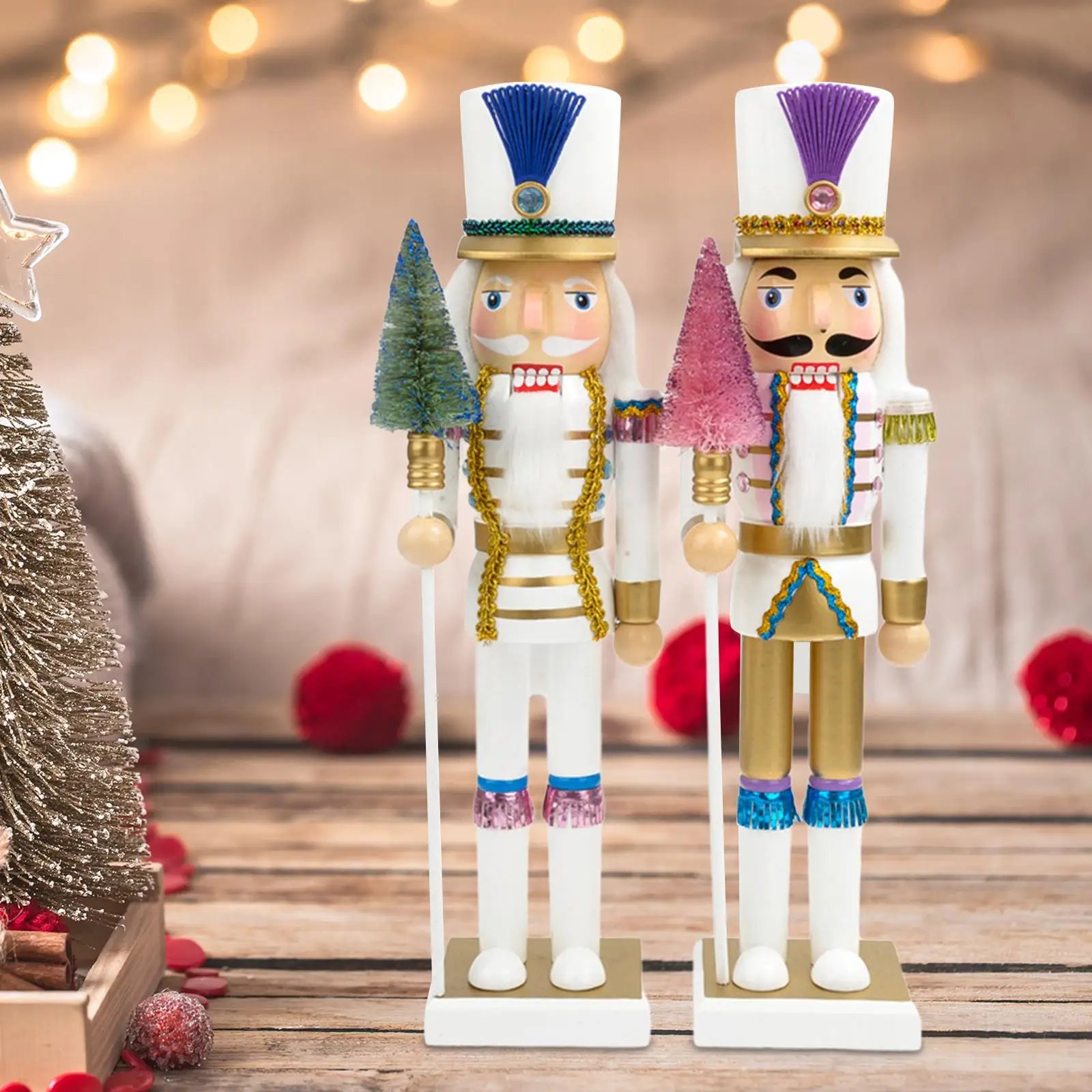 2 Pieces Christmas Nutcracker Ornament Party Favors Decor Hand Painted Doll