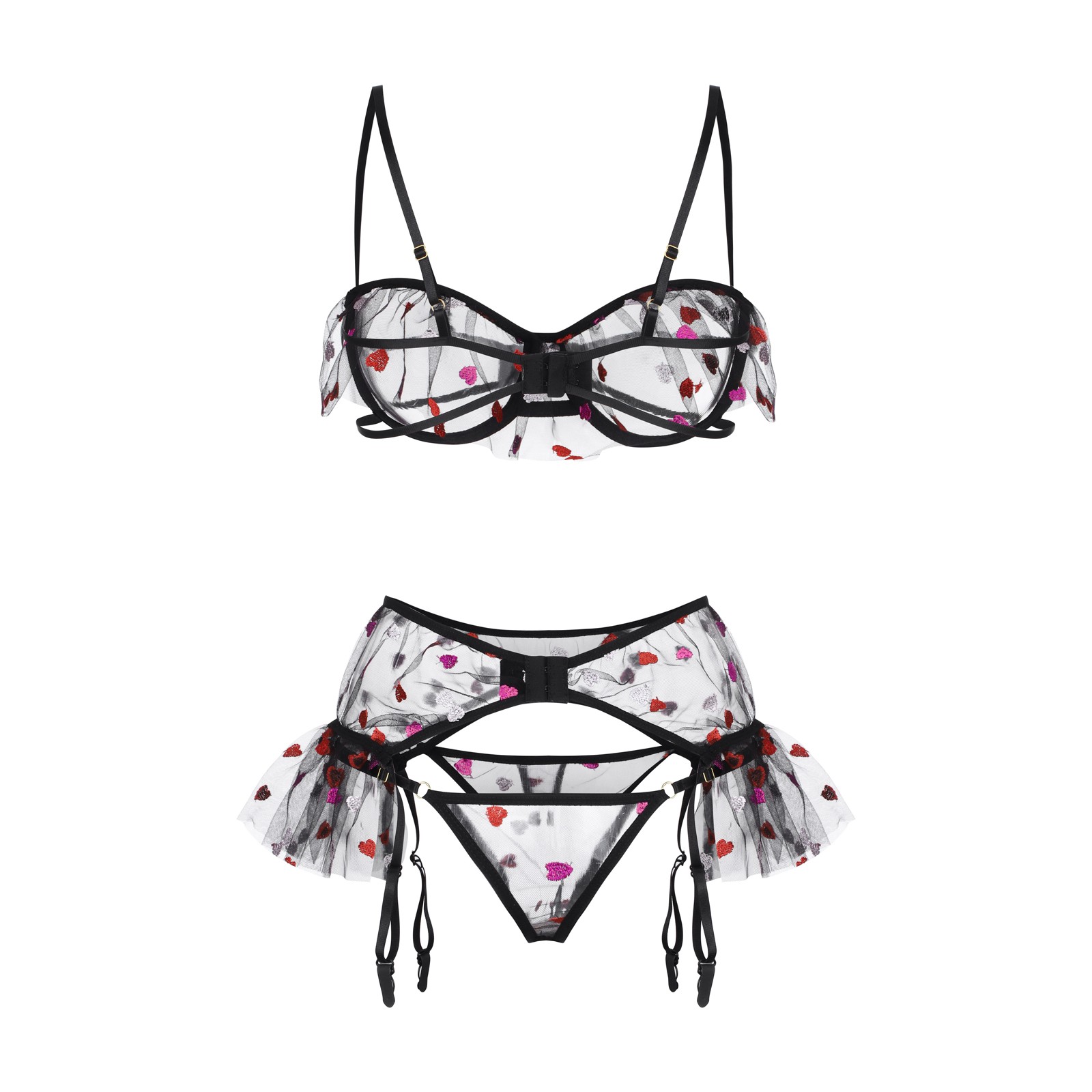 Dessous Für Frauen Sexy Frech Plus Größe Liebe Stickerei Bh G-string Tanga Nachtwäsche Dessous Strumpfband lenceria para_voghion.com