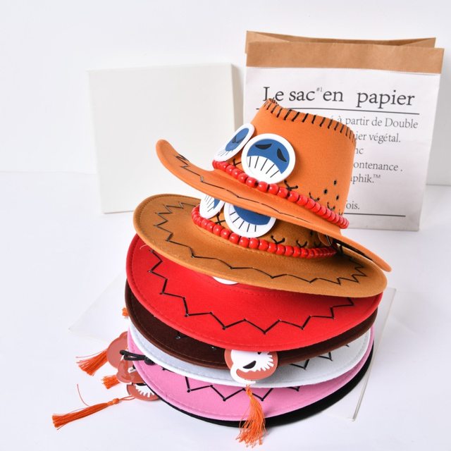 Chapéu ace anime chapéus de brinquedo cosplay boné dos desenhos animados  chapéus cowboy chapéu boneca vermelho cor laranja para escolher