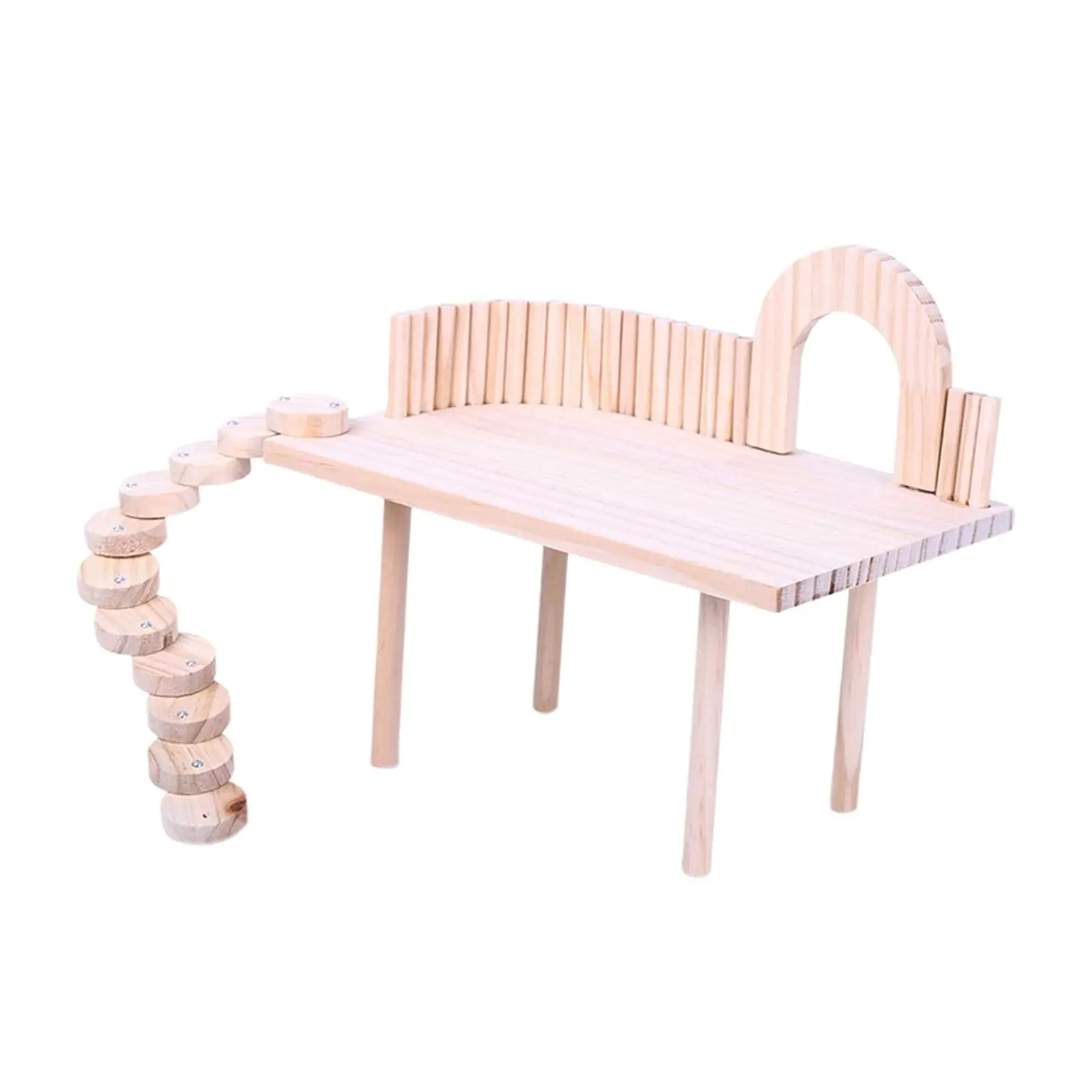 Natural Wood Platform Stand Climbing Ladder Stairs Playground Cage Accessories for Chinchilla Mouse Small Pets Chewing Exercise