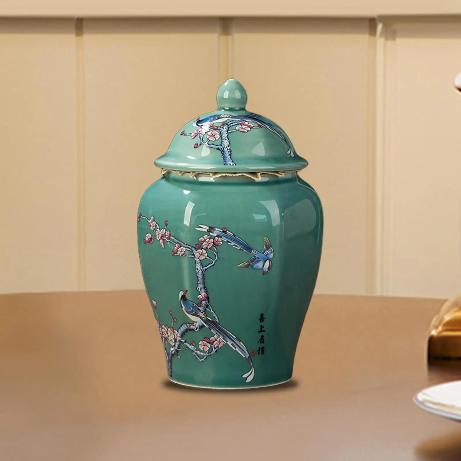 Ceramic Ginger Jar Crafts Gift Vintage Style Traditional Vase Porcelain Jars for Countertop Home Decor Weddings Home Office
