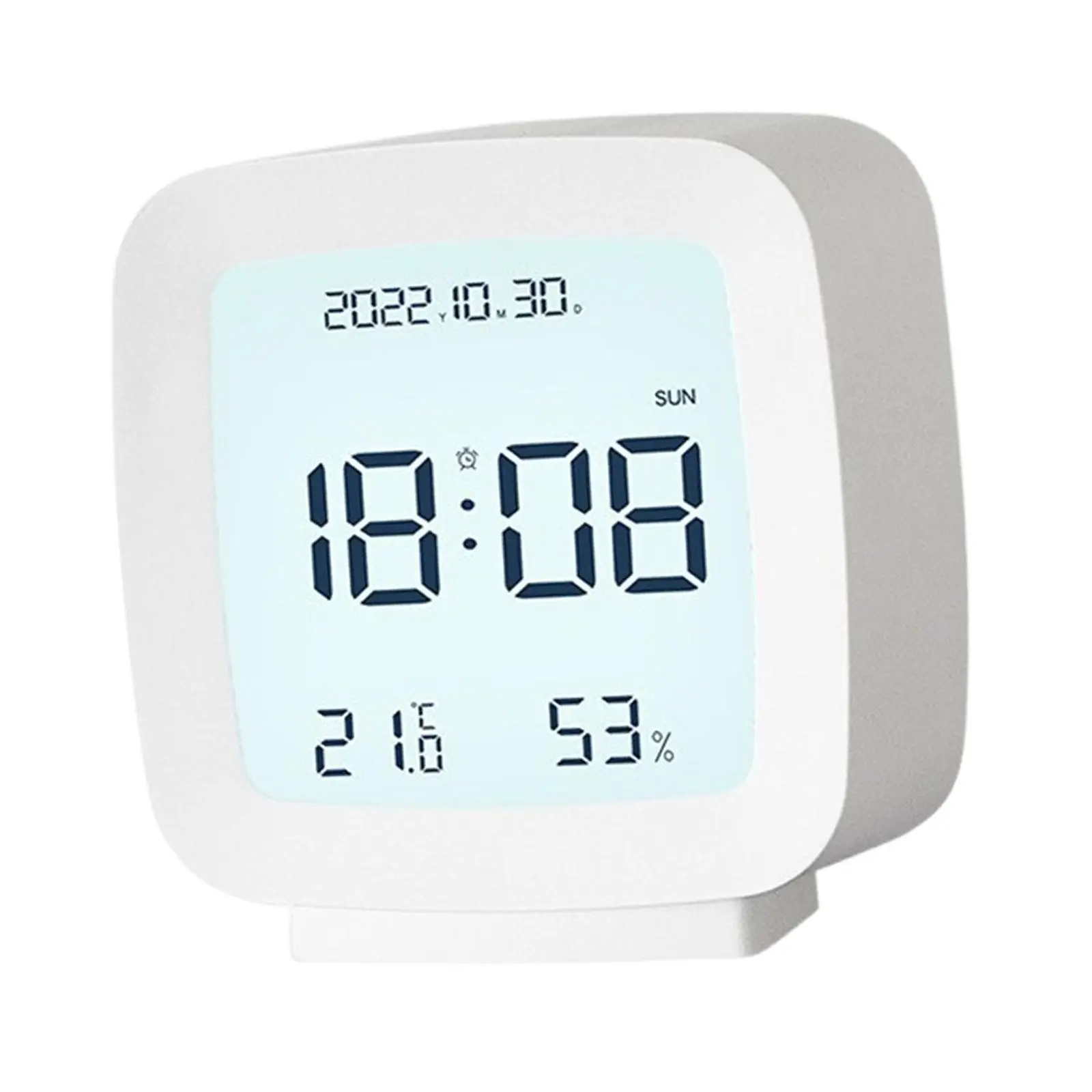 Digital Alarm Clock 12/24H Modern with Temperature and Humidity Monitor Desk Clocks for Tabletop Dining Room Cafe Kitchen