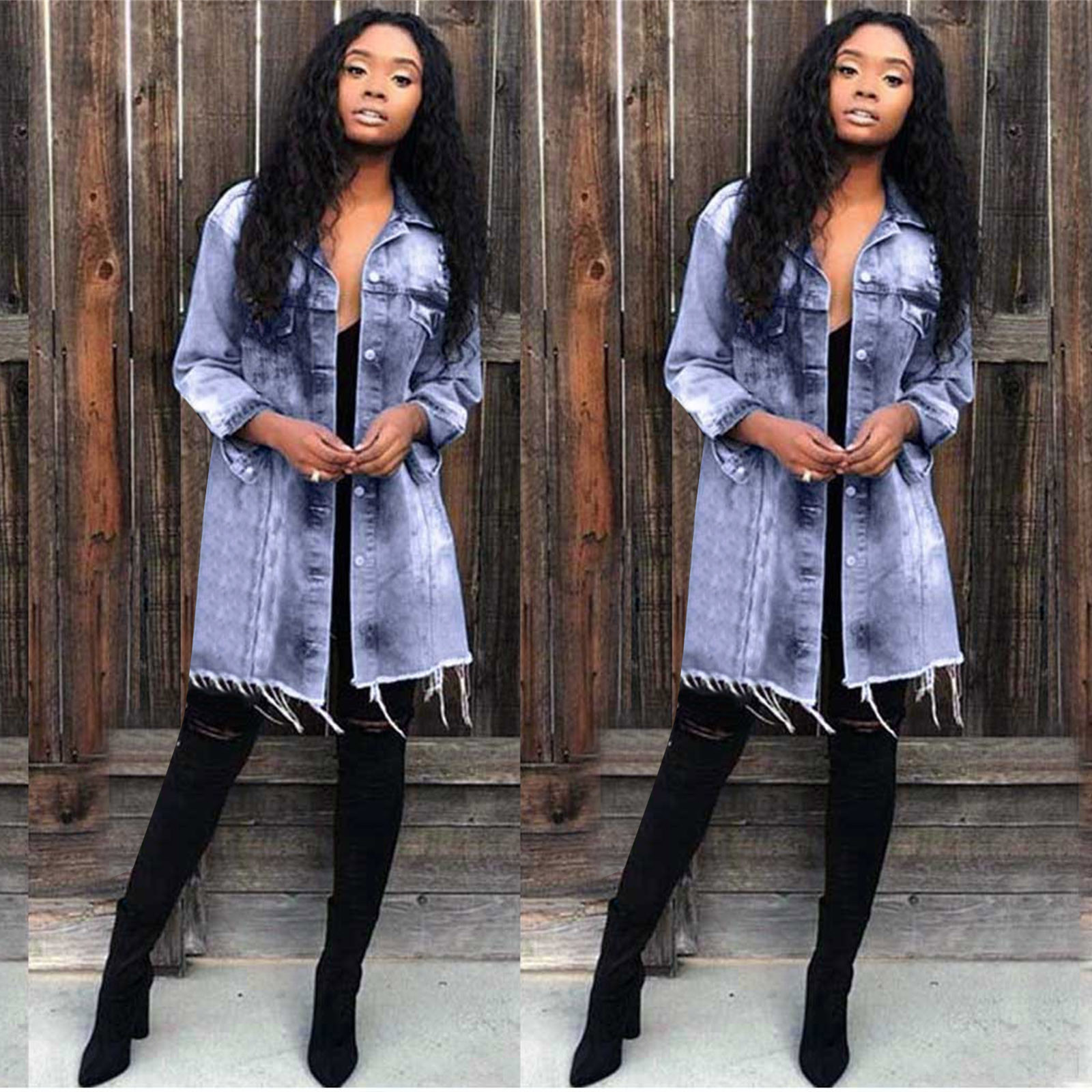 vintage long denim coat