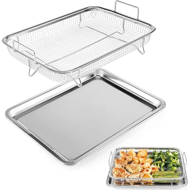 Air Fryer Basket for Oven 15 x 11 Inch Stainless Steel, Air Fryer  Accessories Oven Rack and Crisper Tray, Bacon Cooker Broiler Pan for Oven,  Bakeware