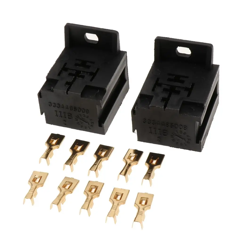 Universal 5 Way Relay Holder Box With 10x Brass Terminals,2PCS 5Pin relays Holders for car truck trailer and boat