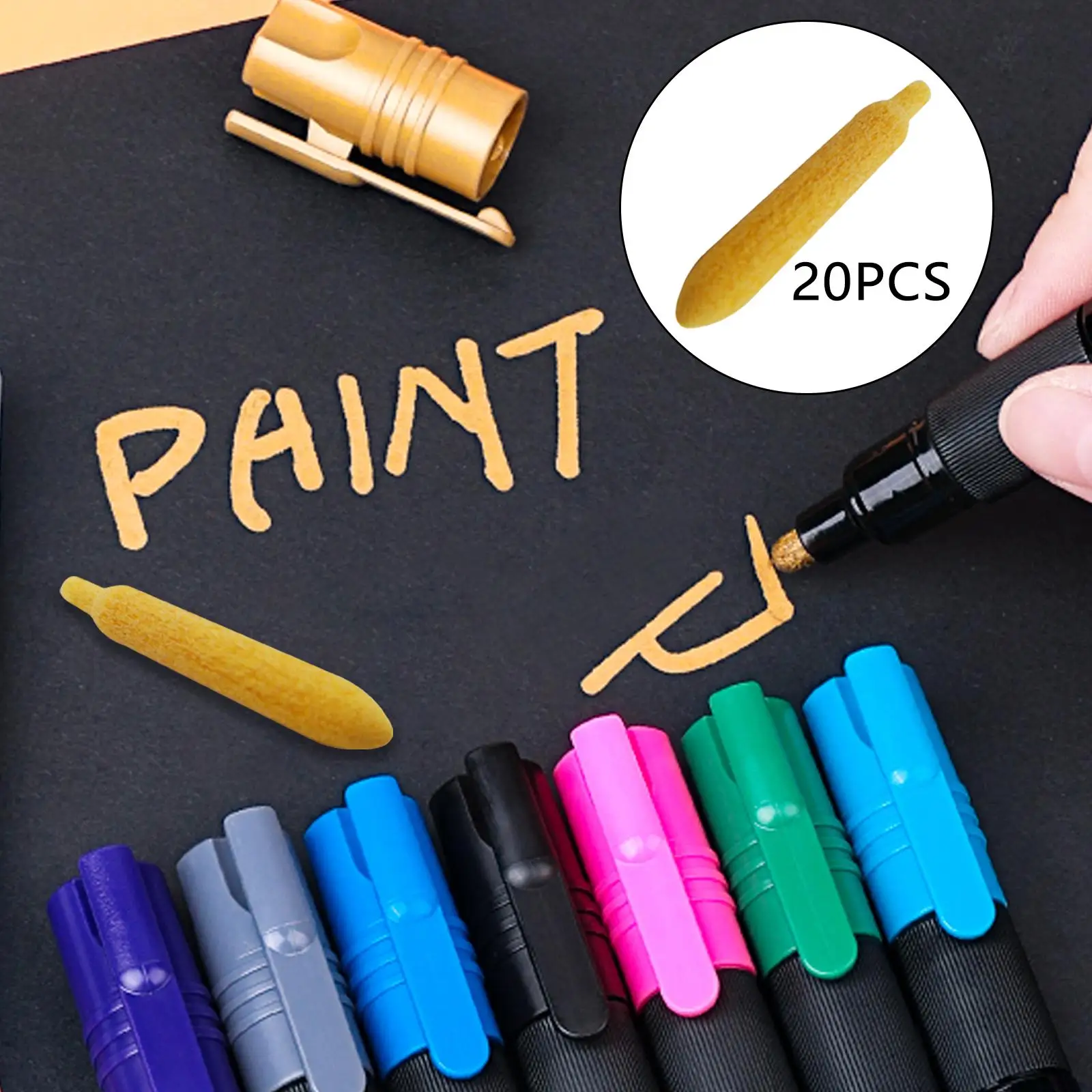 20Pcs Spare Replacement Nib Tips Pen Tips Refillable Paint Tool Acrylic Marker Nib for Art Lettering Paint Markers Calligraphy
